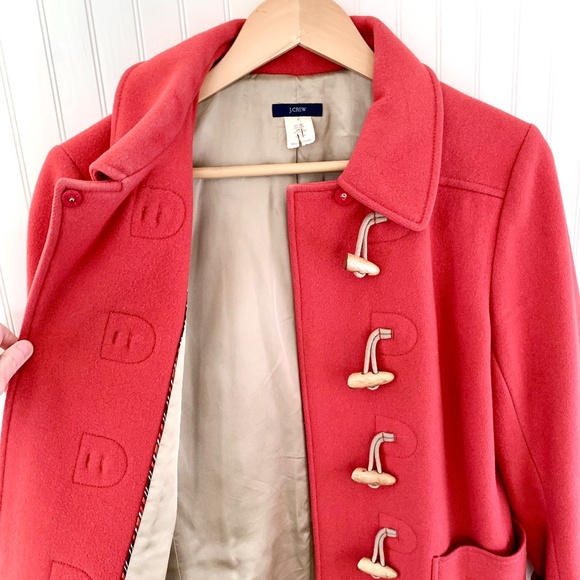 J. Crew Wool Blend Duffel Coat with Wooden Toggles (red/orange) - Picture 5 of 8
